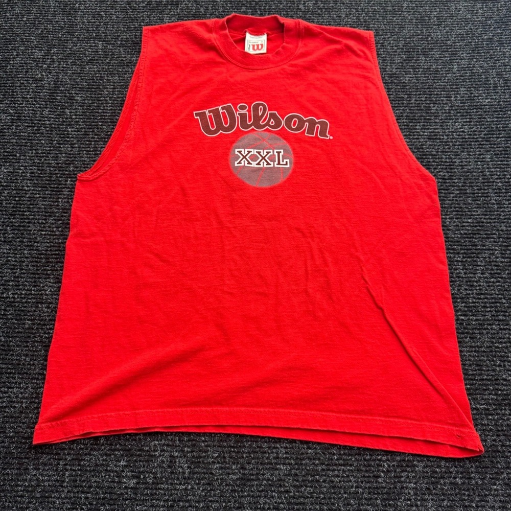 Vintage‎ Wilson Basketball Sleeveless Muscle Tee Shirt Red XL XXL Graphic